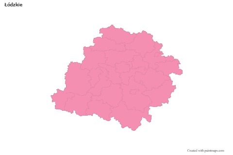 Contoh Peta untuk Łódzkie (merah jambu,garis besar)