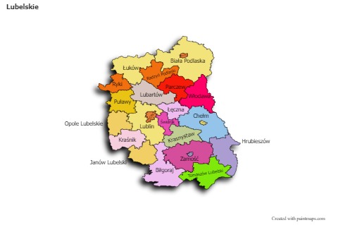 Lubelskie için Örnek Haritalar (renkli,gölgeli)