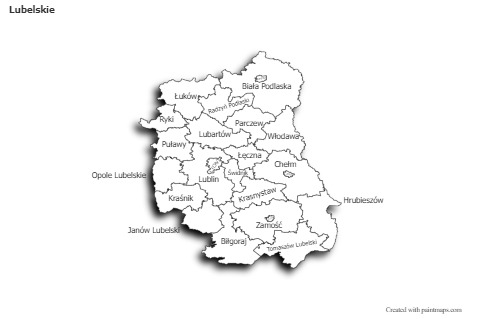 Lubelskie için Örnek Haritalar (siyah-beyaz,gölgeli)
