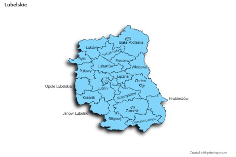 Lubelskie için Örnek Haritalar (mavi,gölgeli)