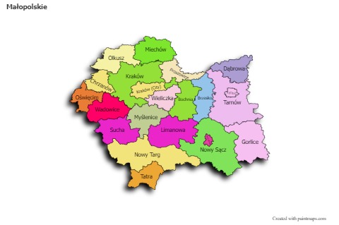 Contoh Peta untuk Małopolskie (berwarna,bayangan)