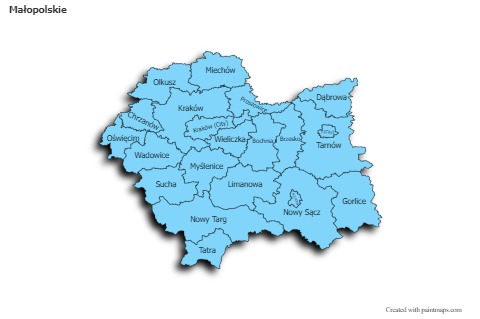 Contoh Peta untuk Małopolskie (biru,bayangan)