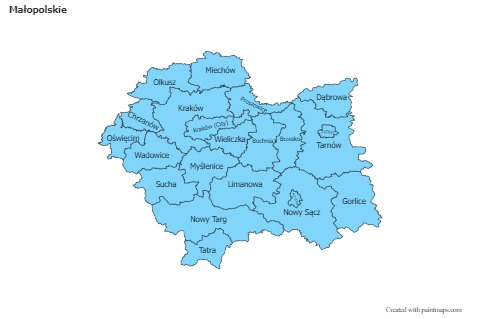 Contoh Peta untuk Małopolskie (biru)