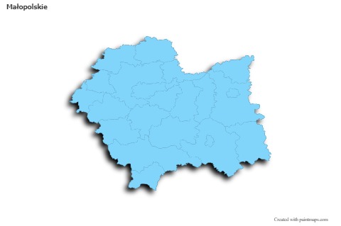 Contoh Peta untuk Małopolskie (biru,garis luar,bayangan)