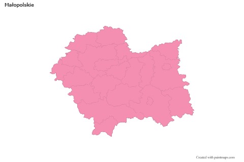 Contoh Peta untuk Małopolskie (merah jambu,garis besar)