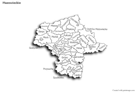 Sample Maps for Mazowieckie (black-white,shadowy)