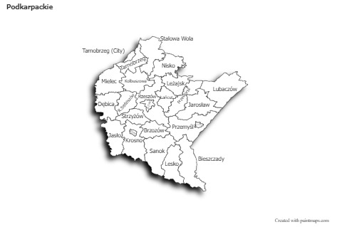 Sample Maps for Podkarpackie (black-white,shadowy)