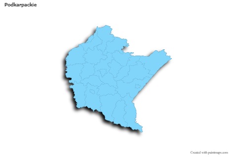 Sample Maps for Podkarpackie (blue,outline,shadowy)