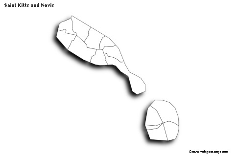 Sample Maps for Saint Kitts and Nevis (black-white,shadowy)
