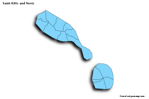 Sample Maps for Saint Kitts and Nevis (blue,shadowy)