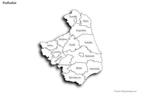 Sample Maps for Podlaskie (black-white,shadowy)