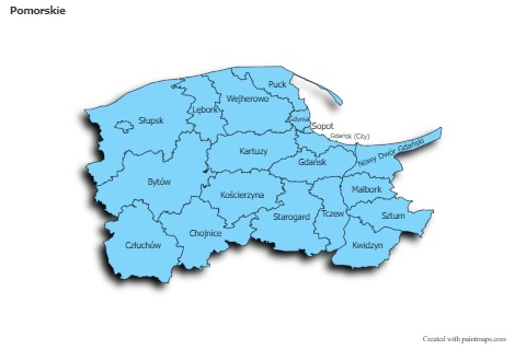 Contoh Peta untuk Pomorskie (biru,bayangan)