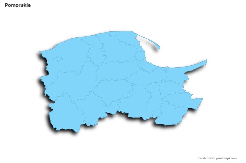 Contoh Peta untuk Pomorskie (biru,garis luar,bayangan)