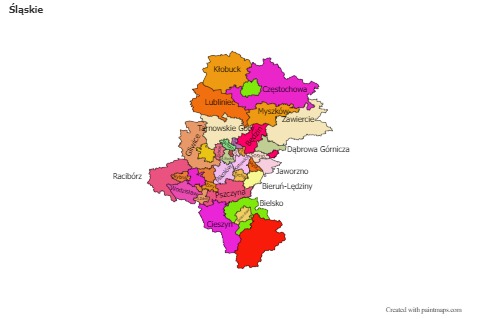 Mapas de muestra para Śląskie (coloreado)