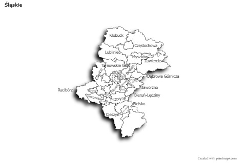 Mapas de muestra para Śląskie (blanco-negro,sombrío)