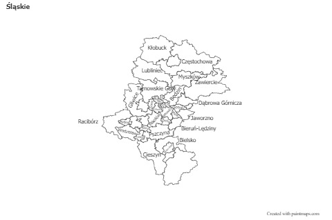 Mapas de muestra para Śląskie (blanco-negro)