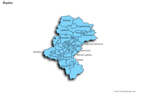Mapas de muestra para Śląskie (azul,sombrío)