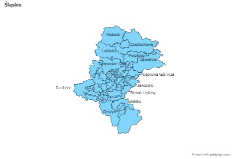 Mapas de muestra para Śląskie (azul)