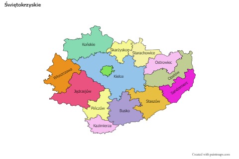Contoh Peta untuk Świętokrzyskie (berwarna)