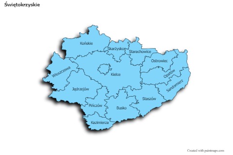 Contoh Peta untuk Świętokrzyskie (biru,bayangan)