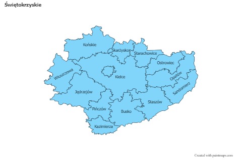 Contoh Peta untuk Świętokrzyskie (biru)