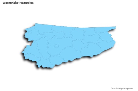 Contoh Peta untuk Warmińsko-Mazurskie (biru,garis luar,bayangan)
