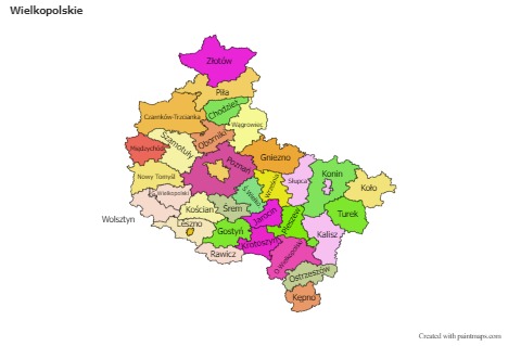 Wielkopolskie için Örnek Haritalar (renkli)