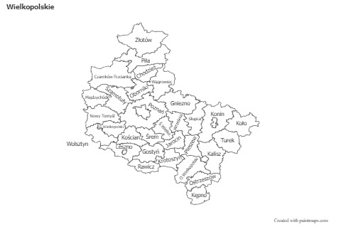 Wielkopolskie için Örnek Haritalar (siyah-beyaz)