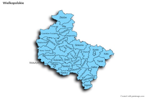 Wielkopolskie için Örnek Haritalar (mavi,gölgeli)