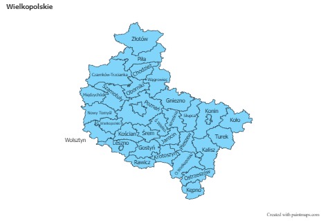 Wielkopolskie için Örnek Haritalar (mavi)