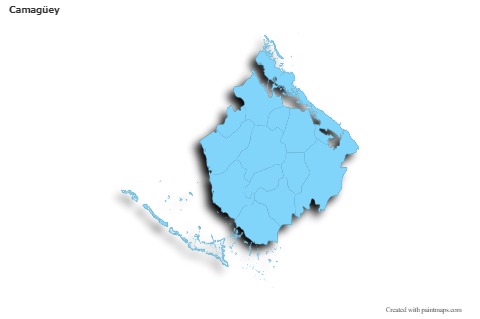 Mapas de muestra para Camagüey (azul,contorno,sombrío)