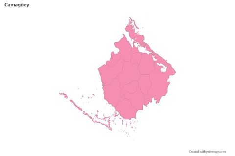 Mapas de muestra para Camagüey (rosa,contorno)