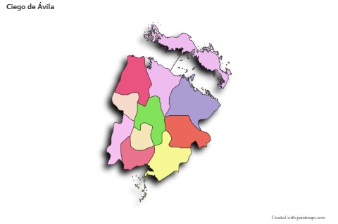 Contoh Peta untuk Ciego de Ávila (berwarna,bayangan)