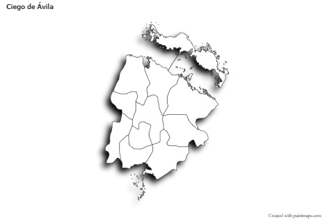 Contoh Peta untuk Ciego de Ávila (hitam-putih,bayangan)