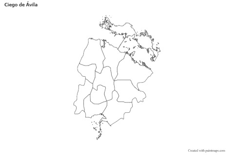 Contoh Peta untuk Ciego de Ávila (hitam-putih)