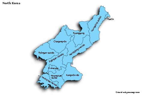 Sample Maps for North Korea (blue,shadowy)