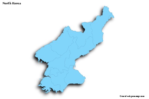 Sample Maps for North Korea (blue,outline,shadowy)