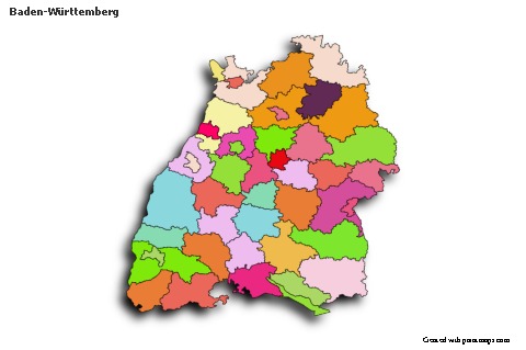 Contoh Peta untuk Baden-Württemberg (berwarna,bayangan)