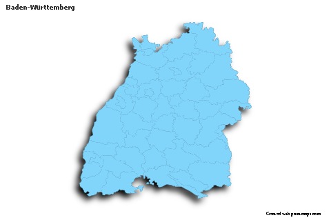 Contoh Peta untuk Baden-Württemberg (biru,garis luar,bayangan)