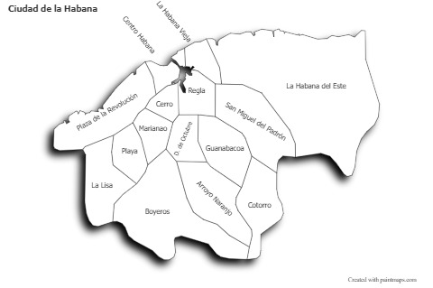 Ciudad de la Habana için Örnek Haritalar (siyah-beyaz,gölgeli)