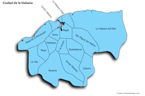 Ciudad de la Habana için Örnek Haritalar (mavi,gölgeli)