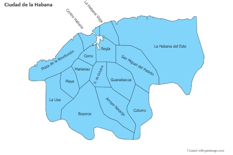 Ciudad de la Habana için Örnek Haritalar (mavi)