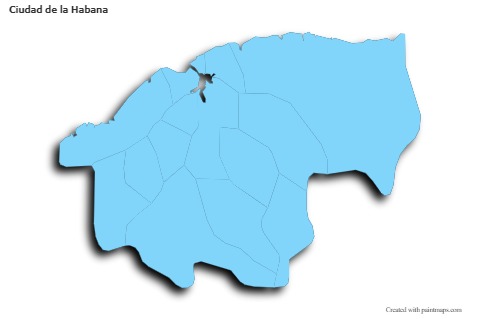 Ciudad de la Habana için Örnek Haritalar (mavi,anahat,gölgeli)