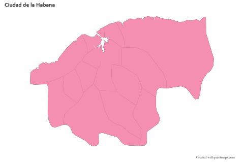 Ciudad de la Habana için Örnek Haritalar (pembe,anahat)