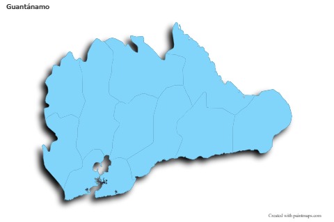 Contoh Peta untuk Guantánamo (biru,garis luar,bayangan)