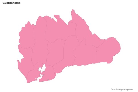 Contoh Peta untuk Guantánamo (merah jambu,garis besar)