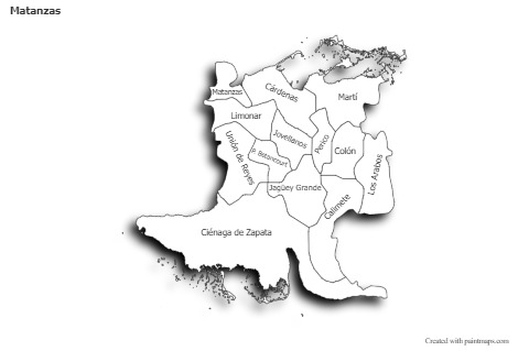 Matanzas için Örnek Haritalar (siyah-beyaz,gölgeli)