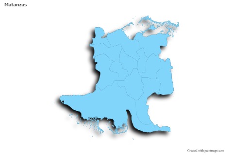 Matanzas için Örnek Haritalar (mavi,anahat,gölgeli)
