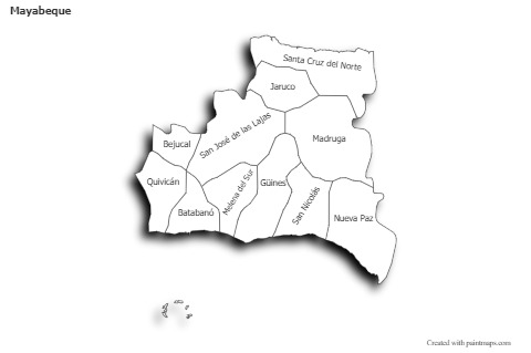 Sample Maps for Mayabeque (black-white,shadowy)