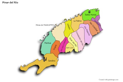 Sample Maps for Pinar del Río (colored,shadowy)